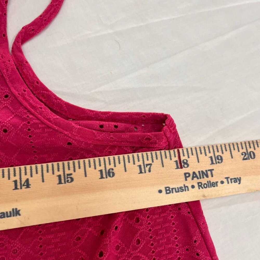 3/$20 Bundle •Pink Eyelet Tank Top Spaghetti Strap Sleeveless Summer Blouse Med - Picture 3 of 8